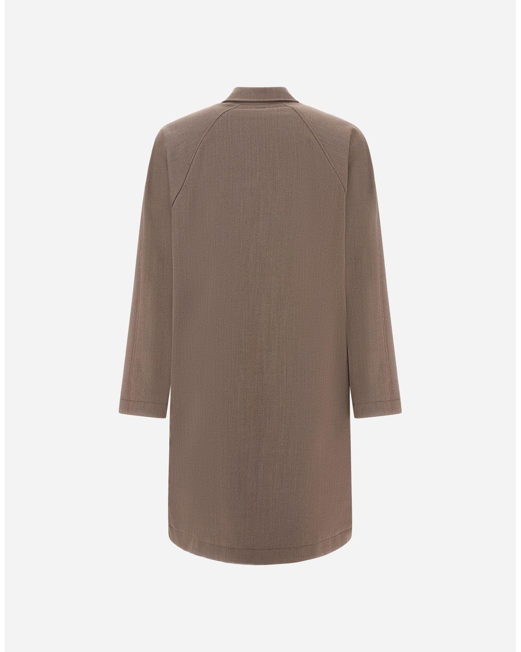 Herno Brown Vintage-Effect Wool-Blend Raincoat for men
