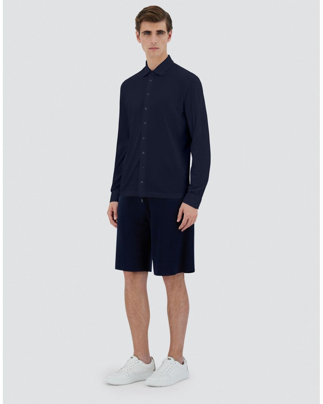 Herno Blue Shirt In Crepe Jersey for men