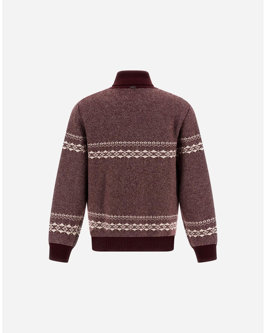 Herno Purple Wool And Cashmere Roll-Neck Jumper With Norwegian Pattern for men