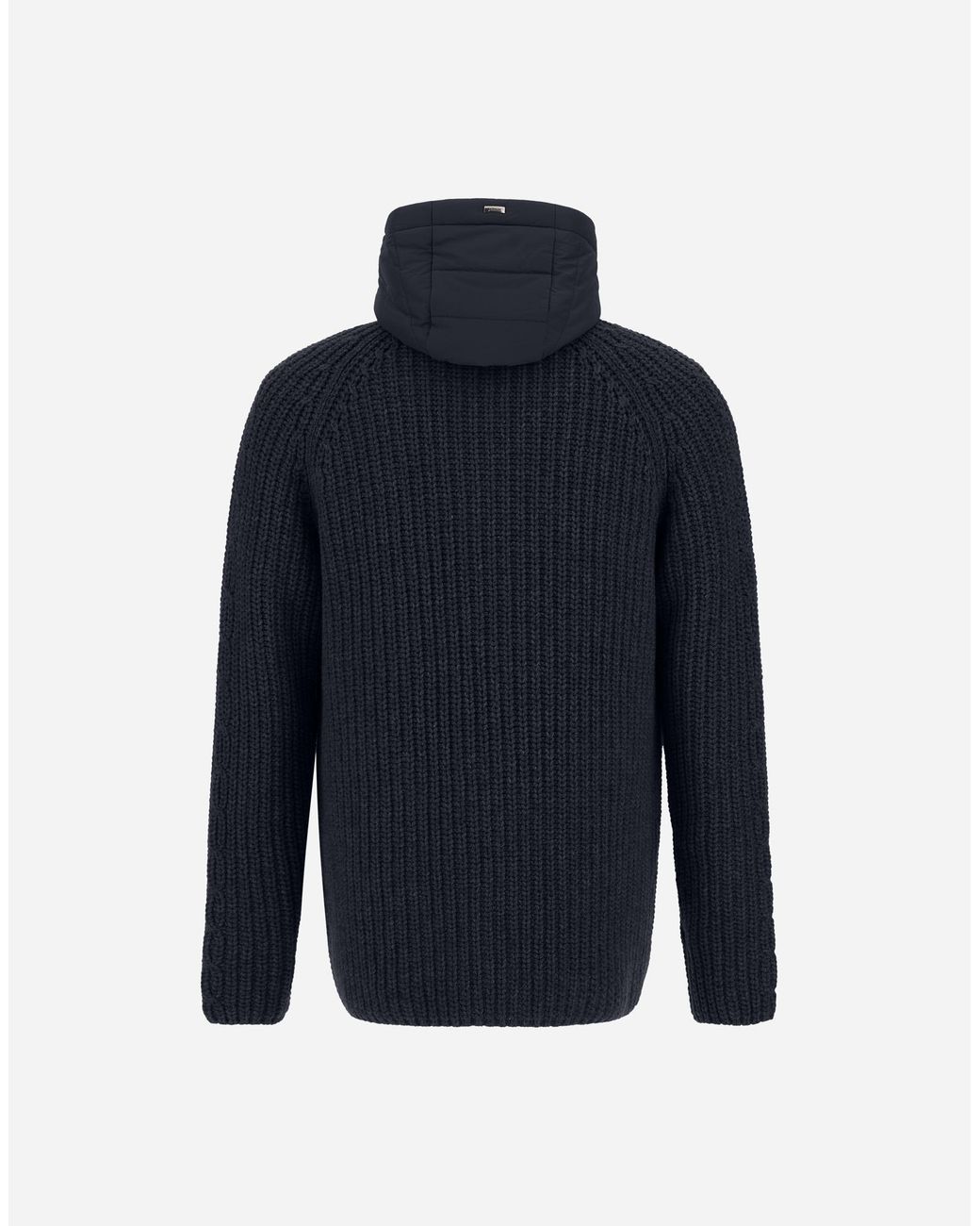 Herno Blue Wool Jacket With Raised Texture And Cable-Knit Detailing for men