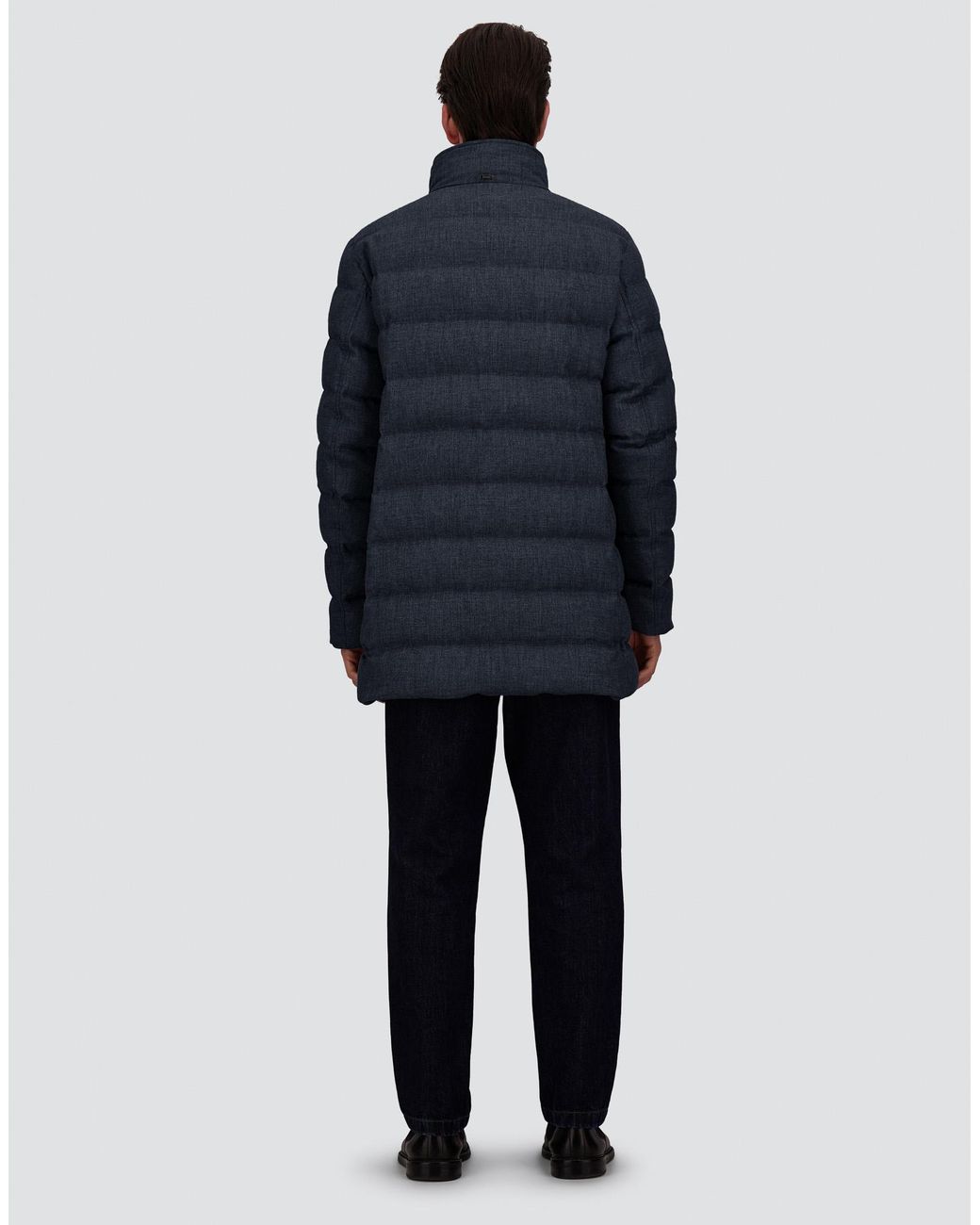 Herno Blue Wool-Blend, Viscose And Suede-Effect Carcoat for men