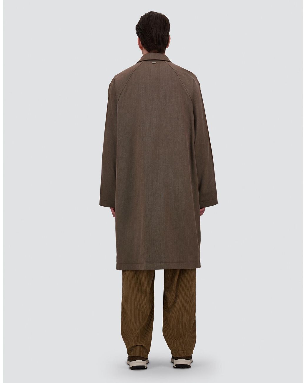 Herno Brown Vintage-Effect Wool-Blend Raincoat for men