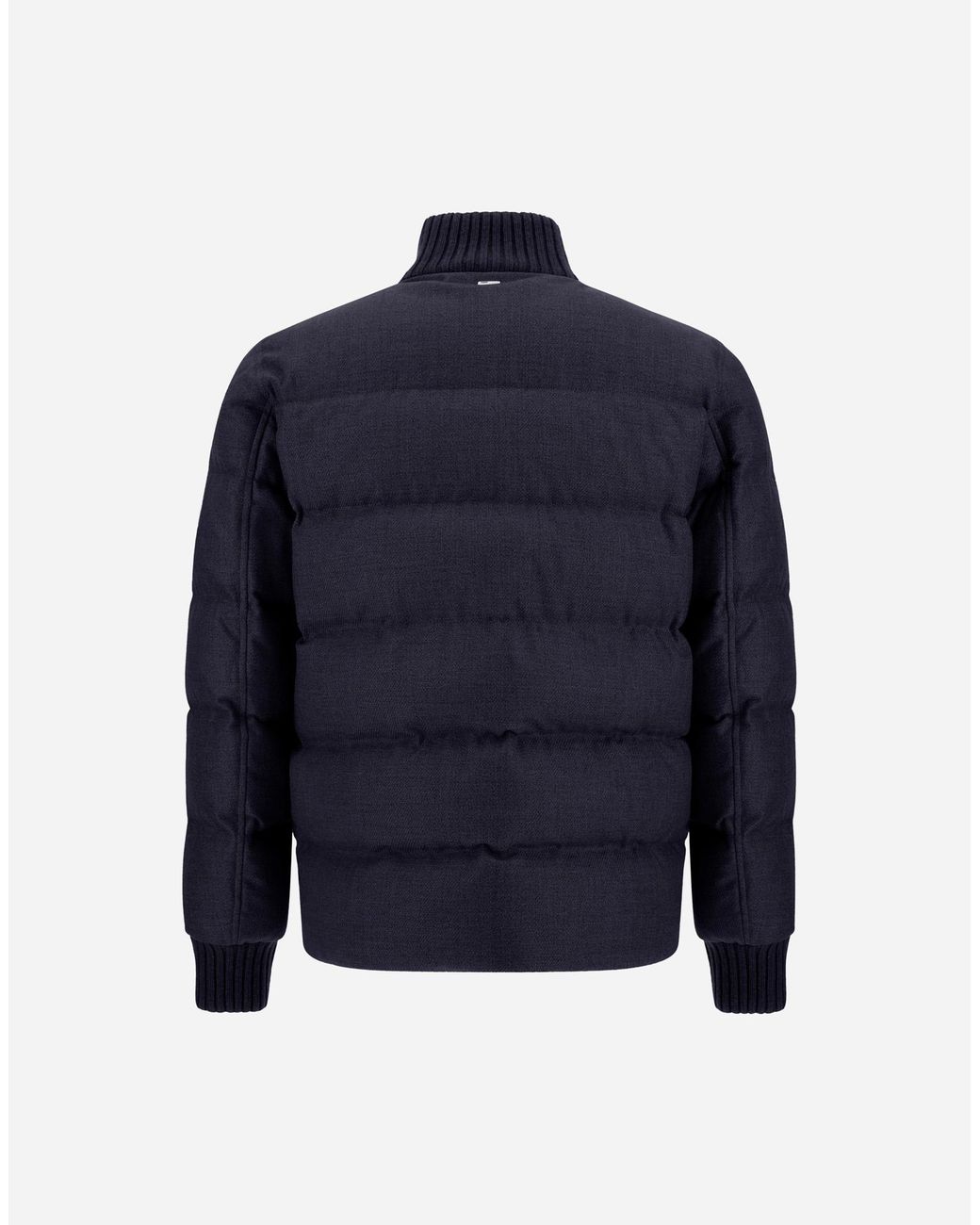 Herno Blue Wool Tweed Bomber Jacket for men