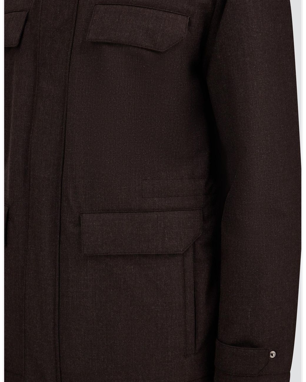 Herno Brown Flannel Field Jacket With Waterproof Membrane for men