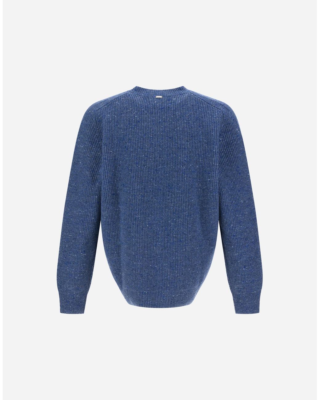 Herno Blue Cashmere And Wool Fisherman's Rib Sweater for men