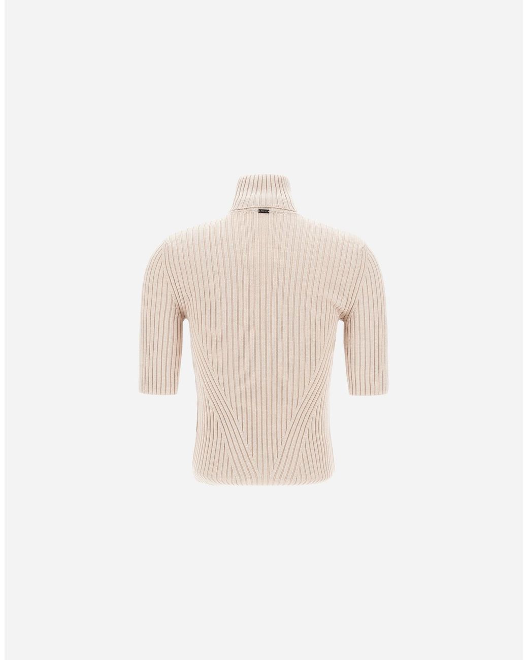 Herno White Ribbed Wool Turtleneck