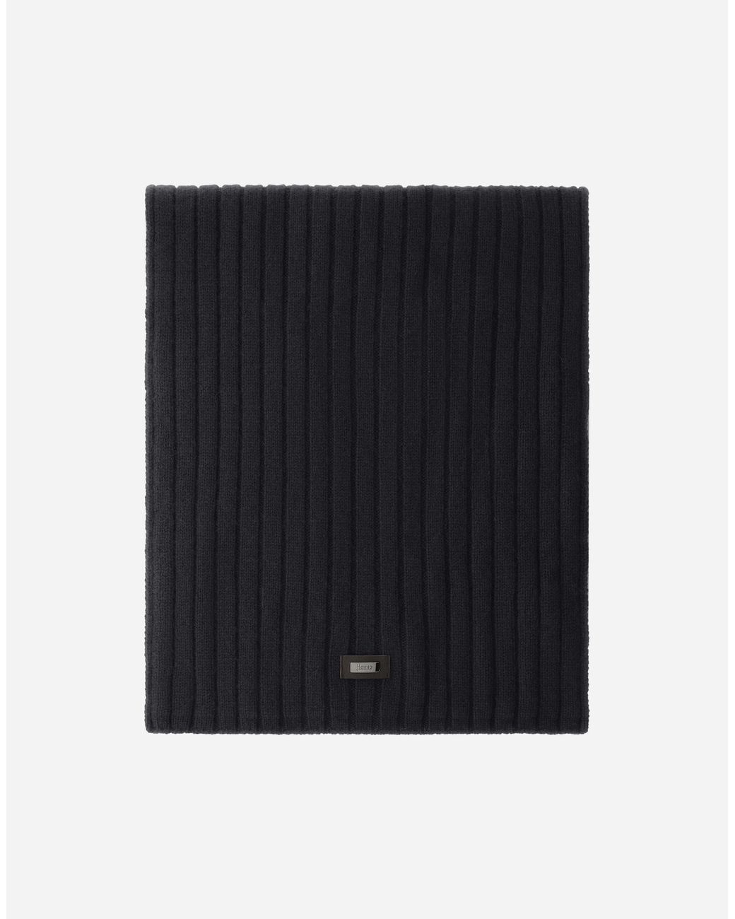 Herno Black Fisherman's Rib Cashmere Scarf for men