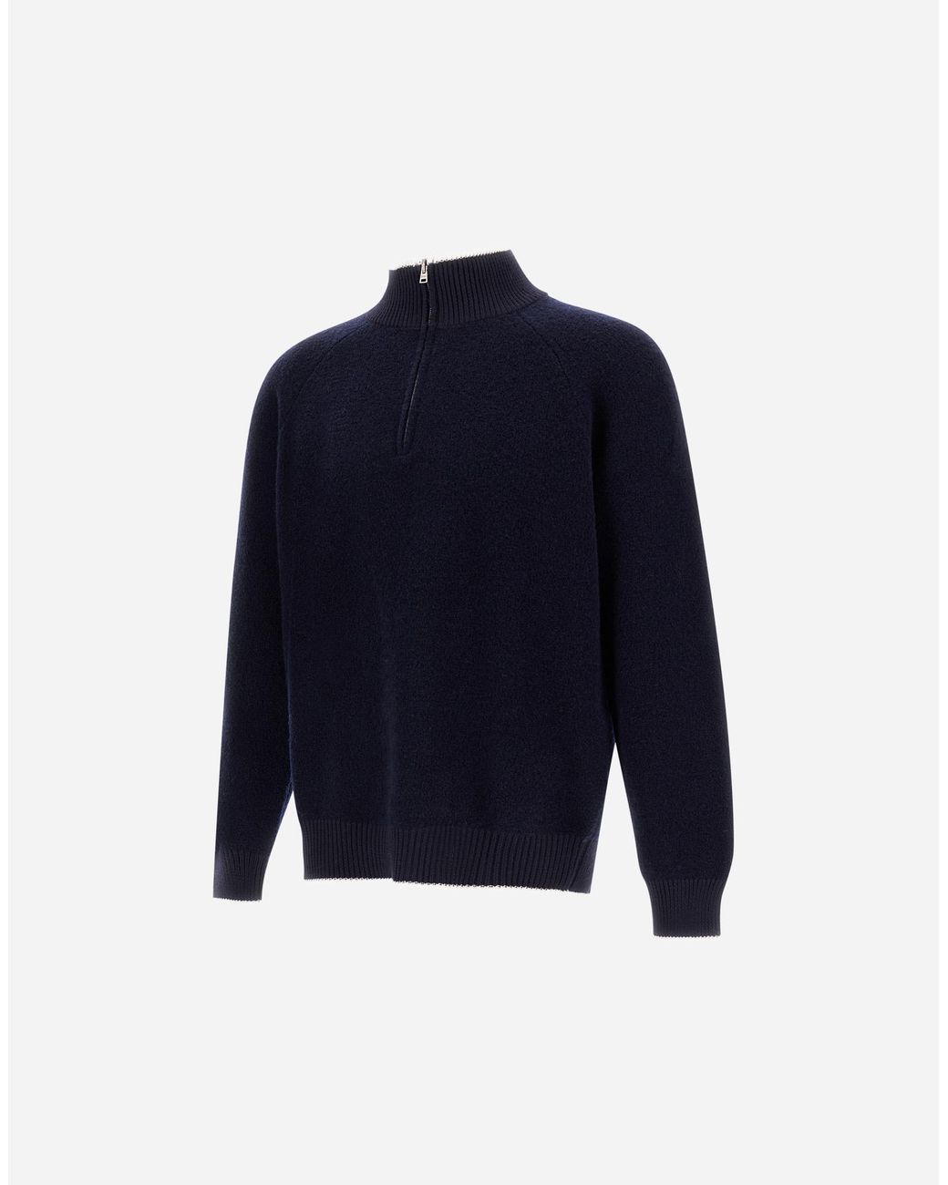 Herno Blue Cashmere And Wool Bouclé Jumper for men