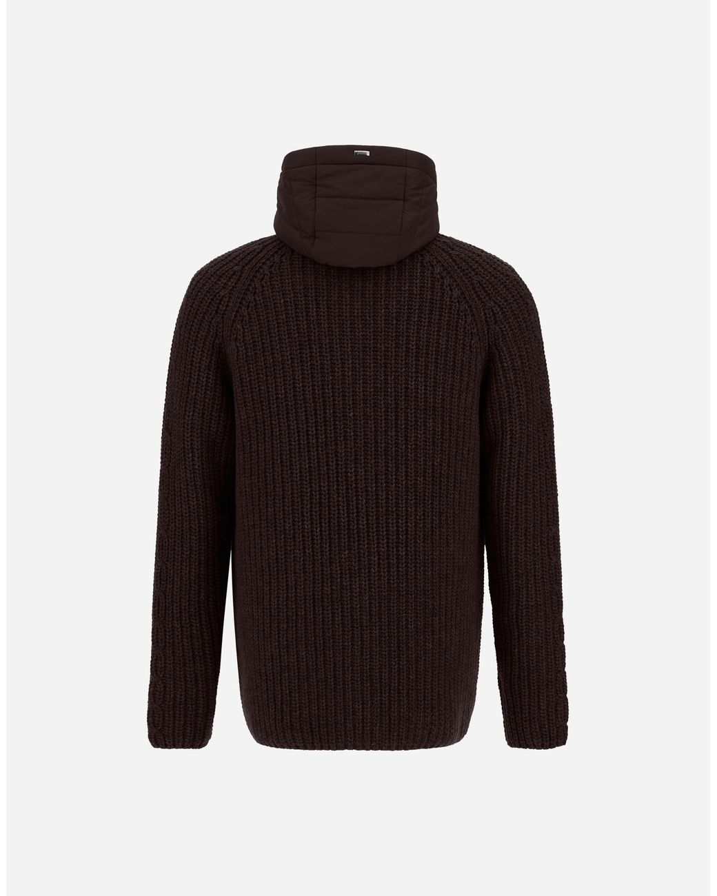 Herno Brown Wool Jacket With Raised Texture And Cable-Knit Detailing for men