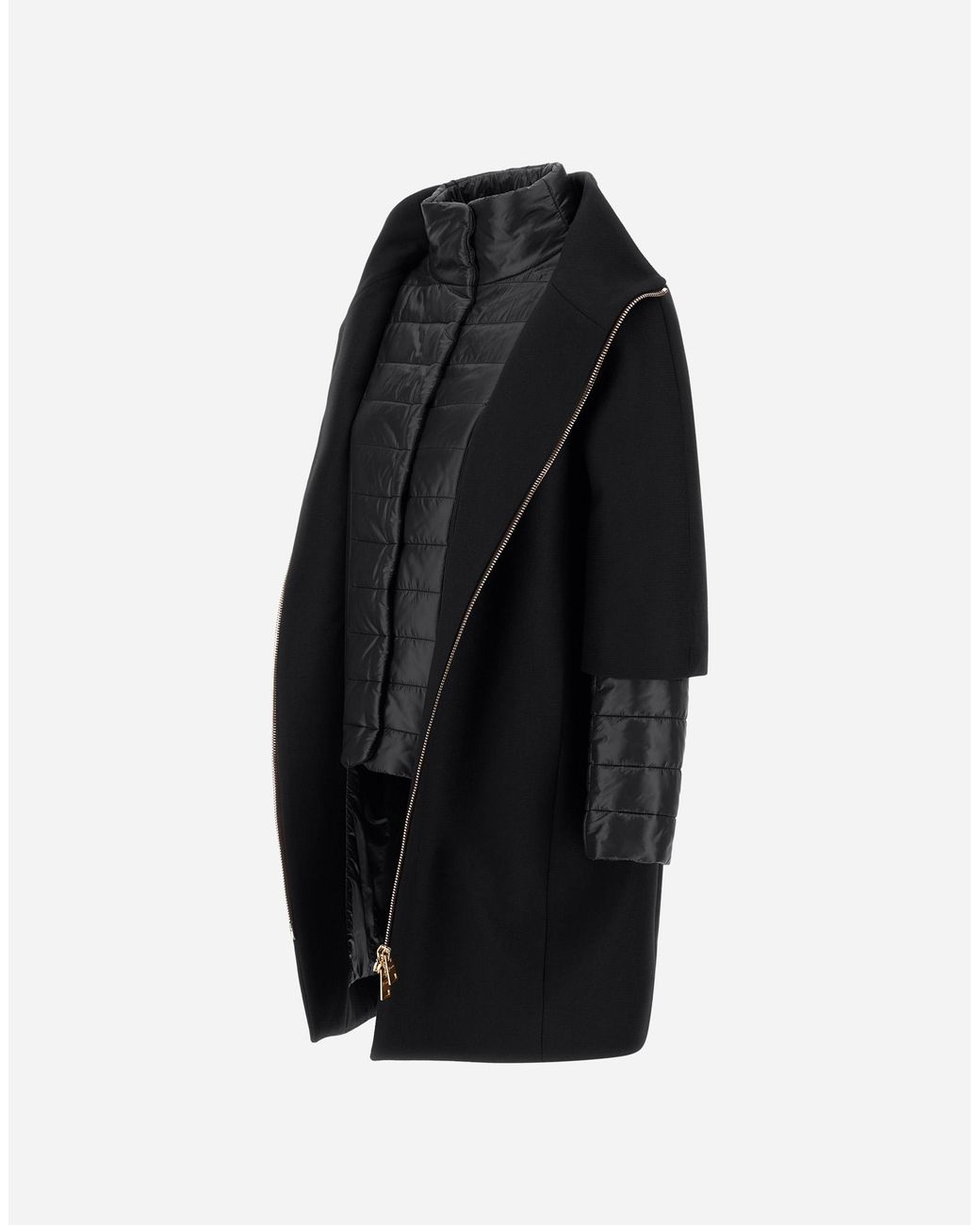 Herno Black Ecowool And Nylon Ultralight Coat