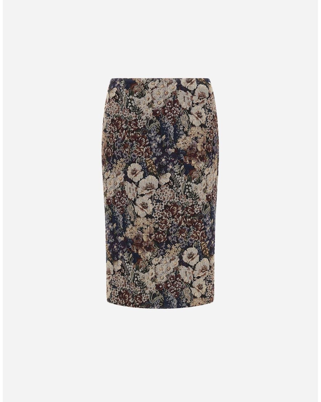 Herno White Jacquard Skirt With Floral Motif