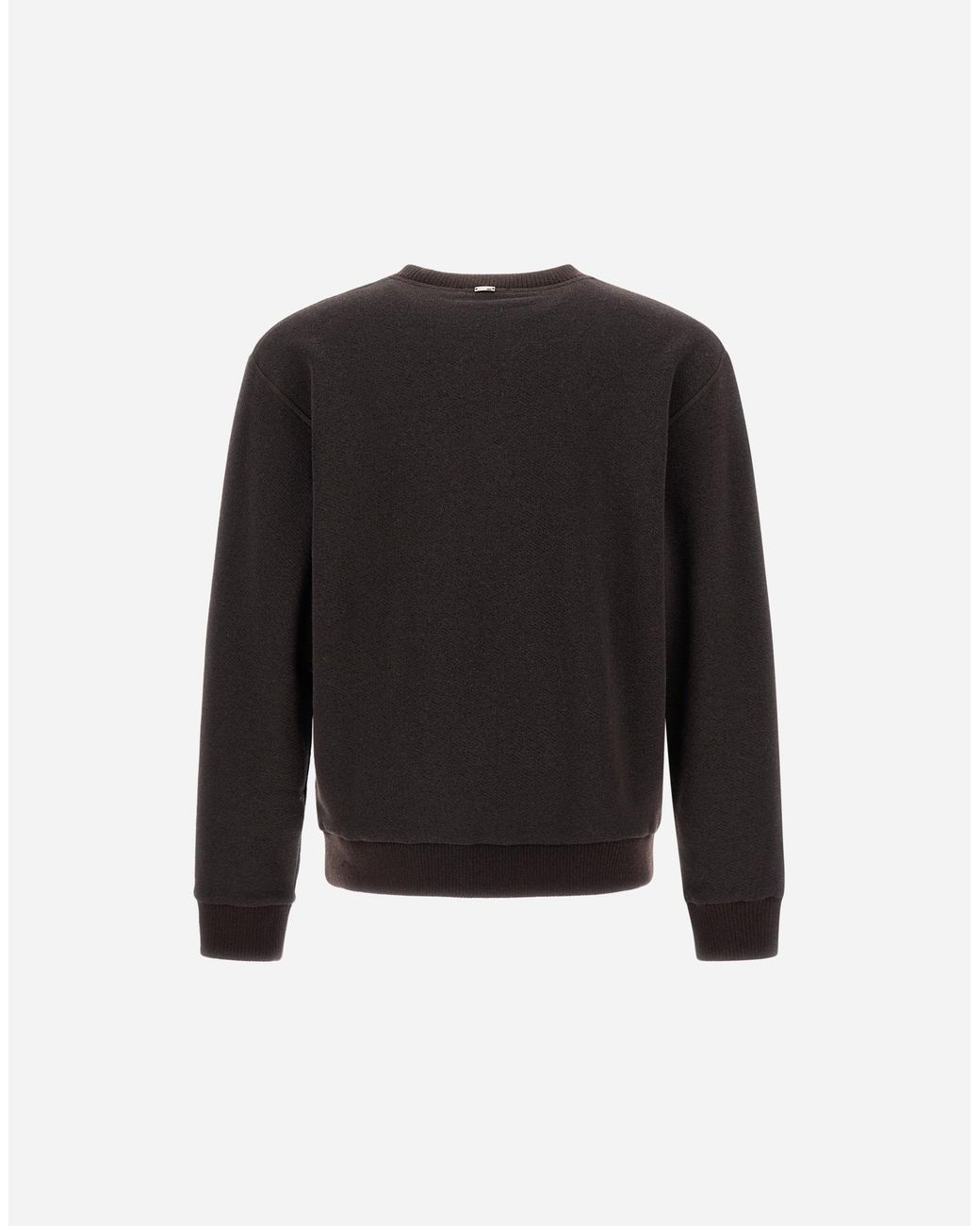 Herno Black Cotton And Wool Crew-Neck Sweatshirt for men