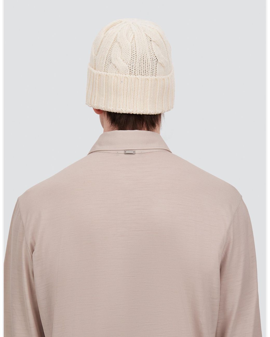 Herno Natural Cable-Knit Wool Beanie for men
