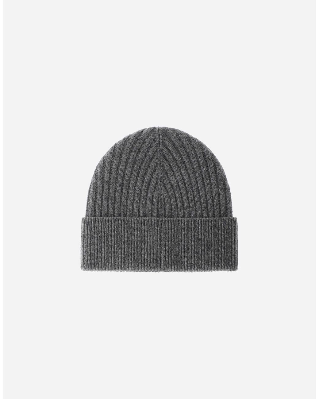 Herno Gray Ribbed Wool Beanie for men