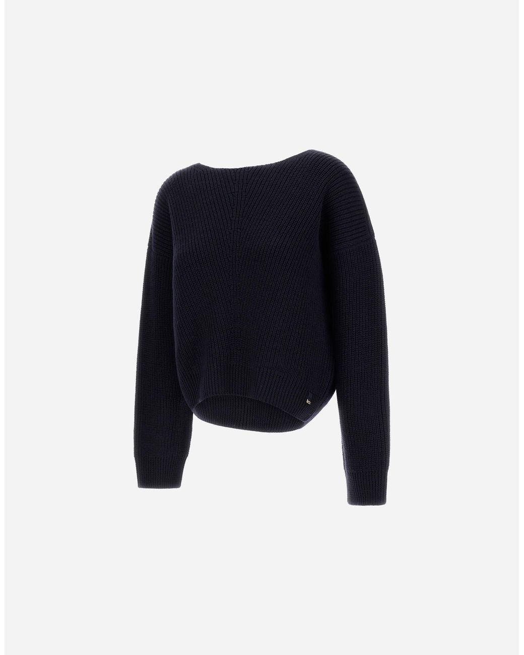 Herno Blue Wool Sweater With Raised Knit