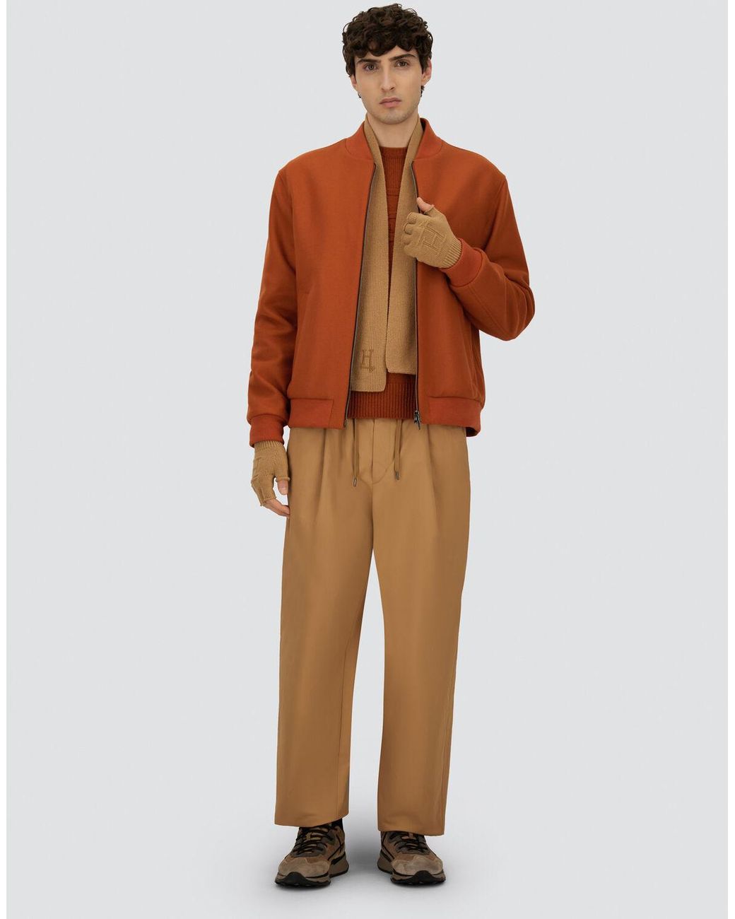 Herno Orange Easy Wool Bomber Jacket for men