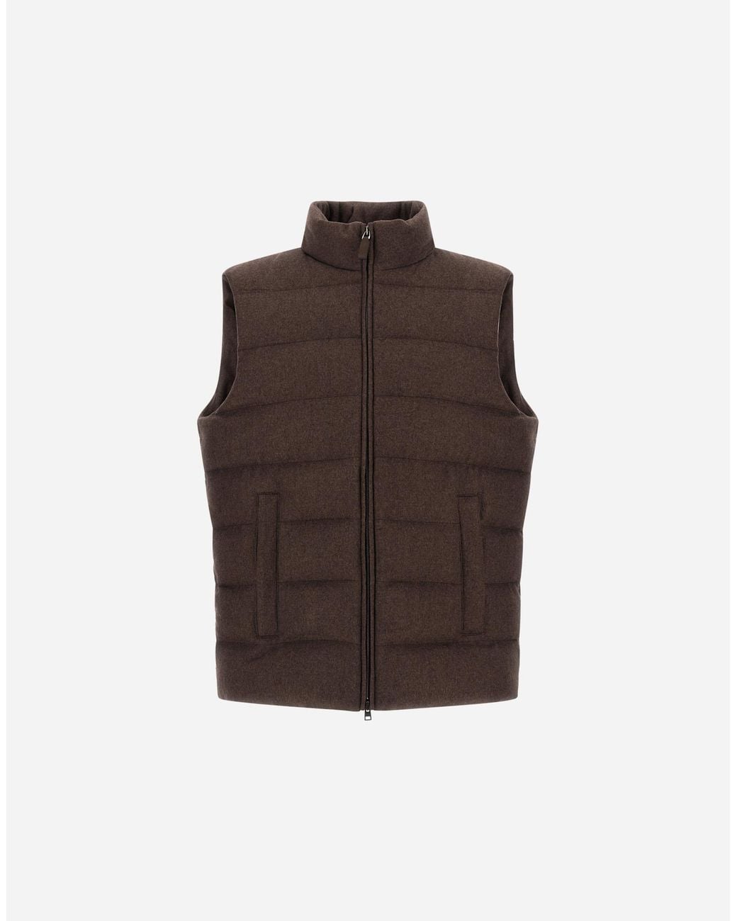 Herno Brown Cashmere And Silk Vest With Monogram for men
