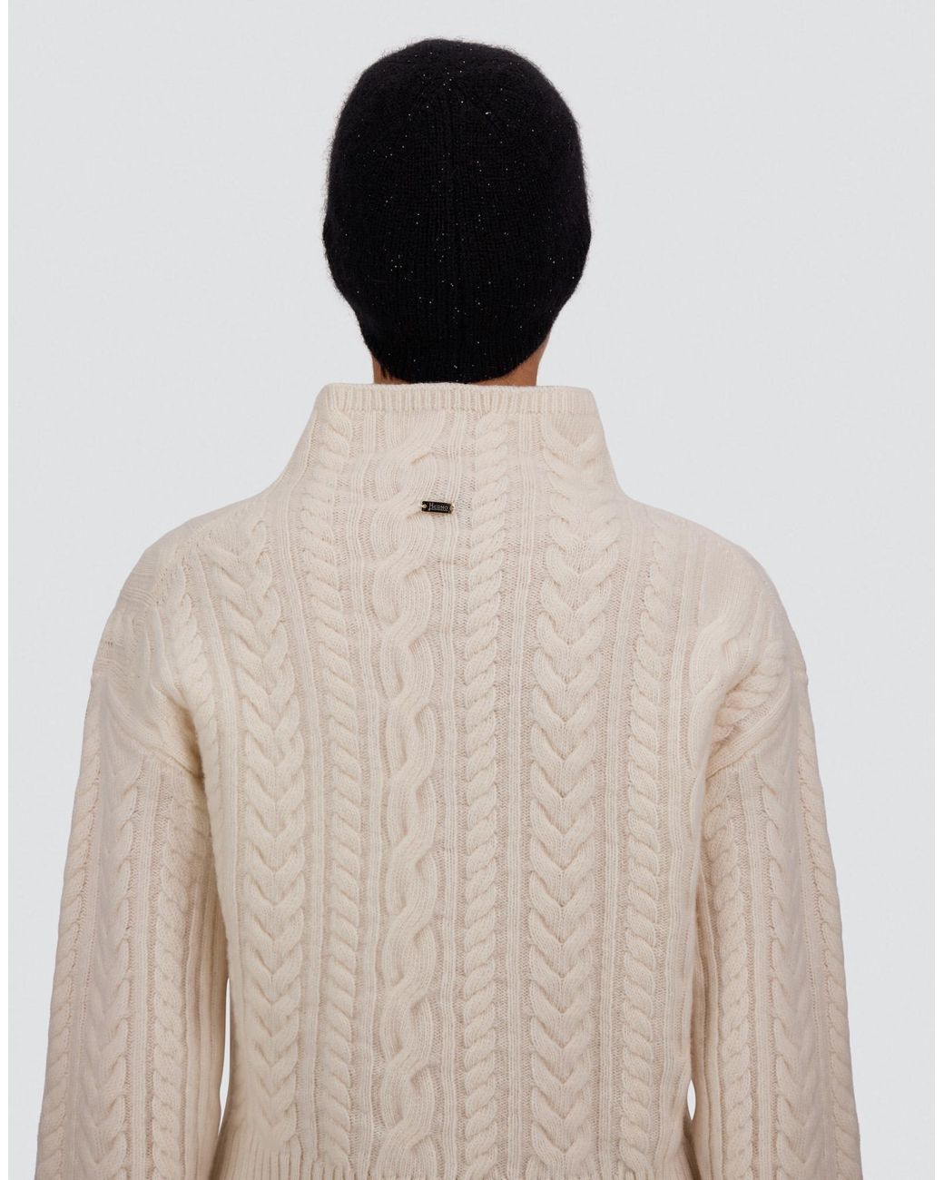 Herno Black Fisherman's Rib Mohair Beanie