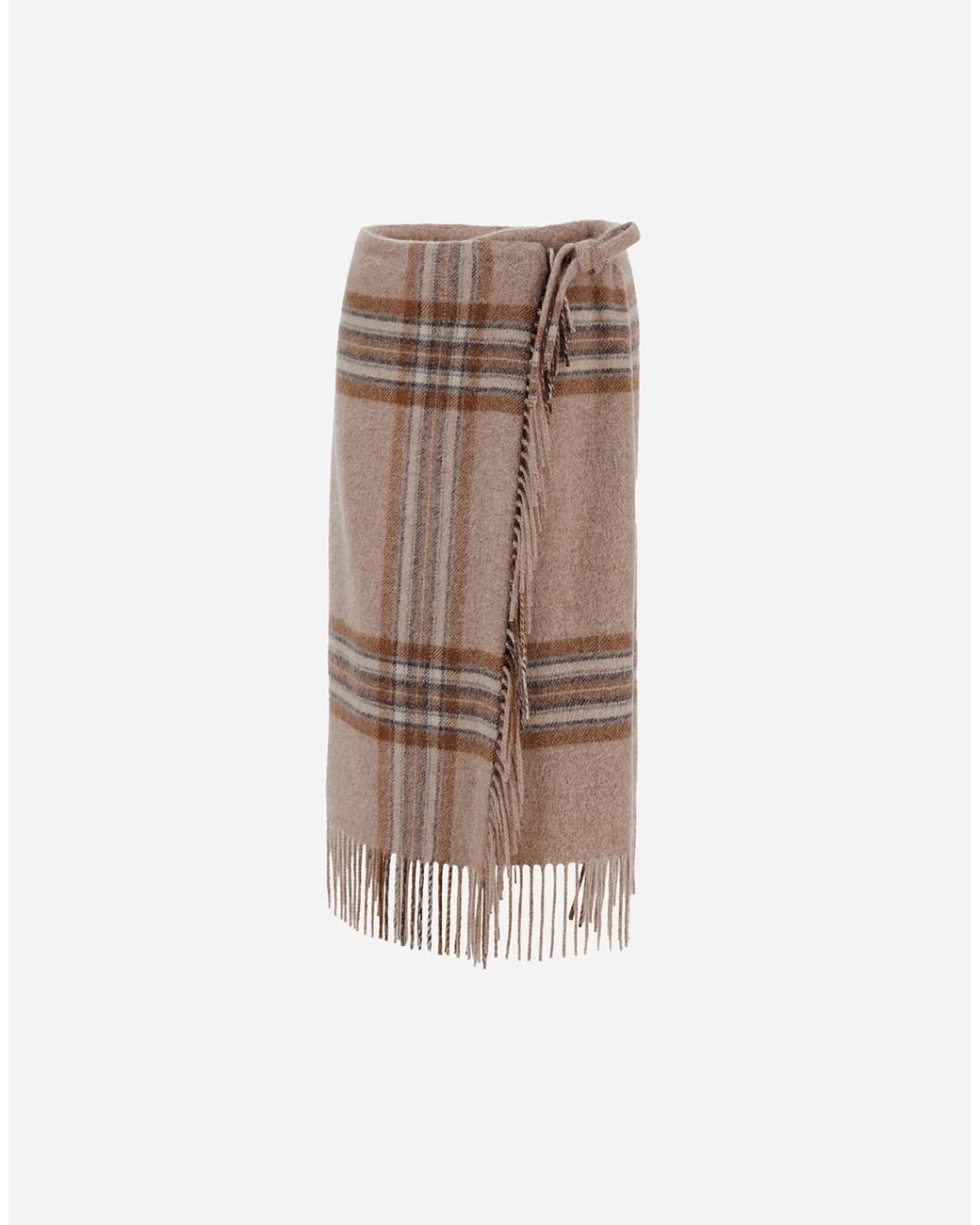 Herno Natural Alpaca Skirt With Check Pattern