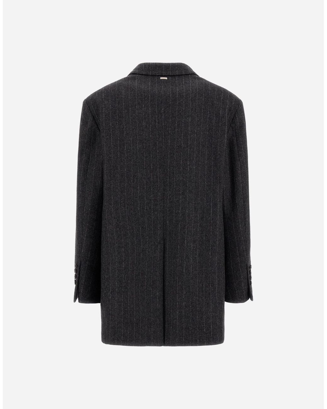 Herno Black Wool Cloth Blazer With Pinstripe Pattern