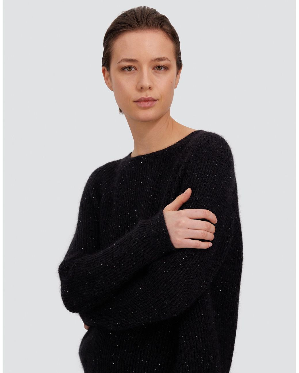 Herno Black Fisherman's Rib Mohair Jumper