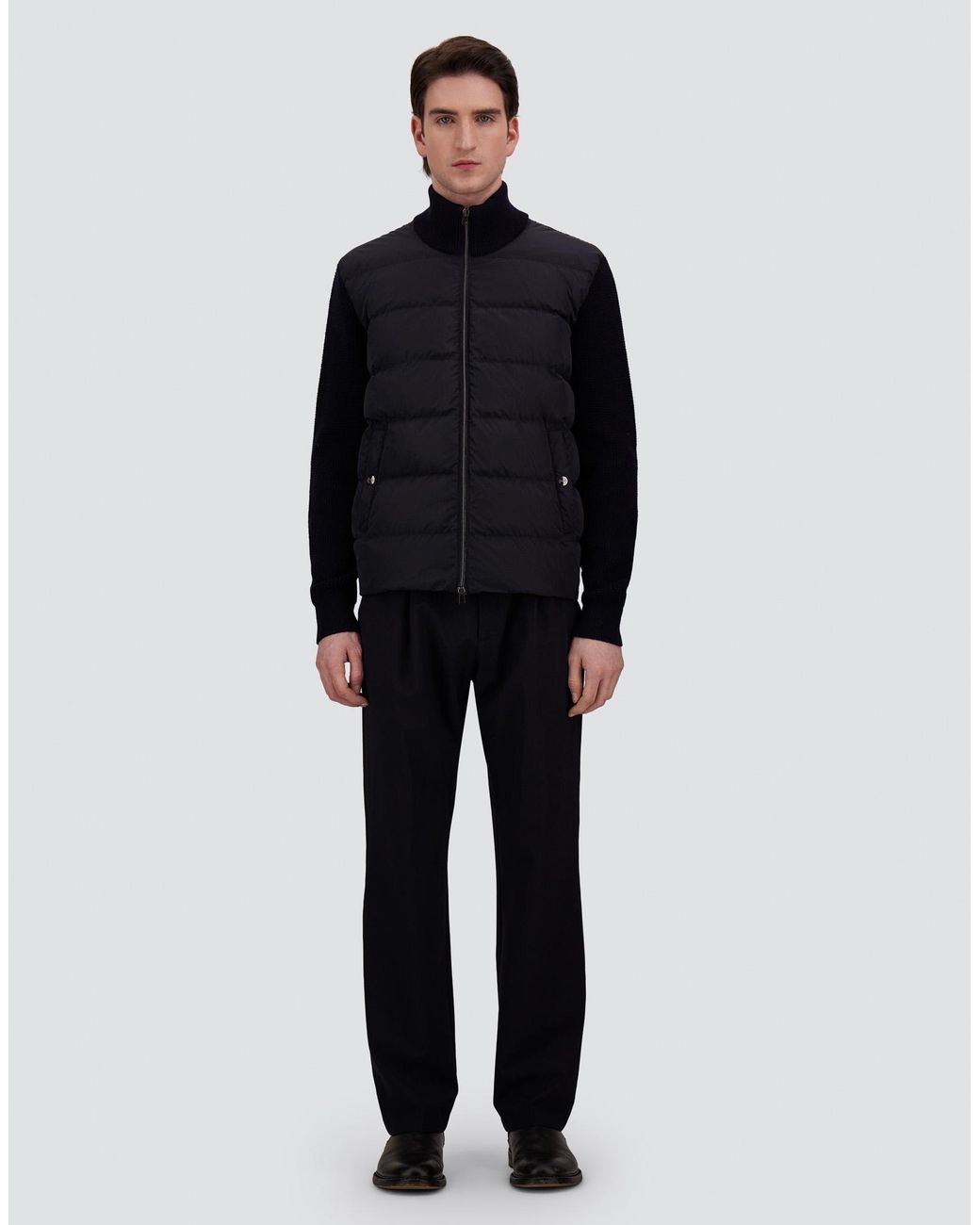 Herno Blue Wool Jacket With A Waffle-Knit Texture And Nylon for men