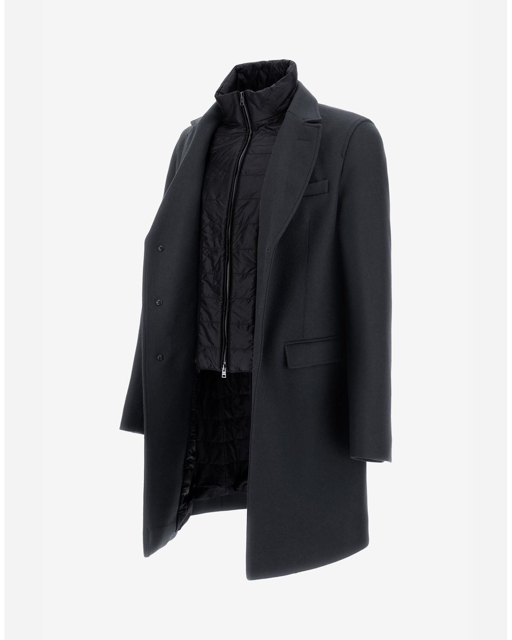 Herno Blue Ecowool And Nylon Ultralight Coat for men