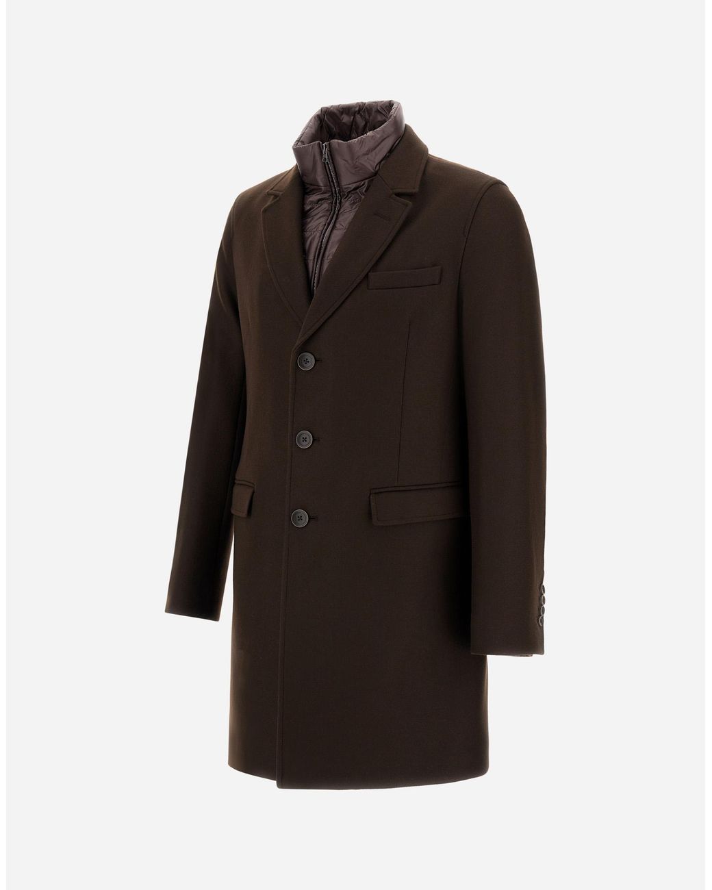 Herno Black Ecowool And Nylon Ultralight Coat for men