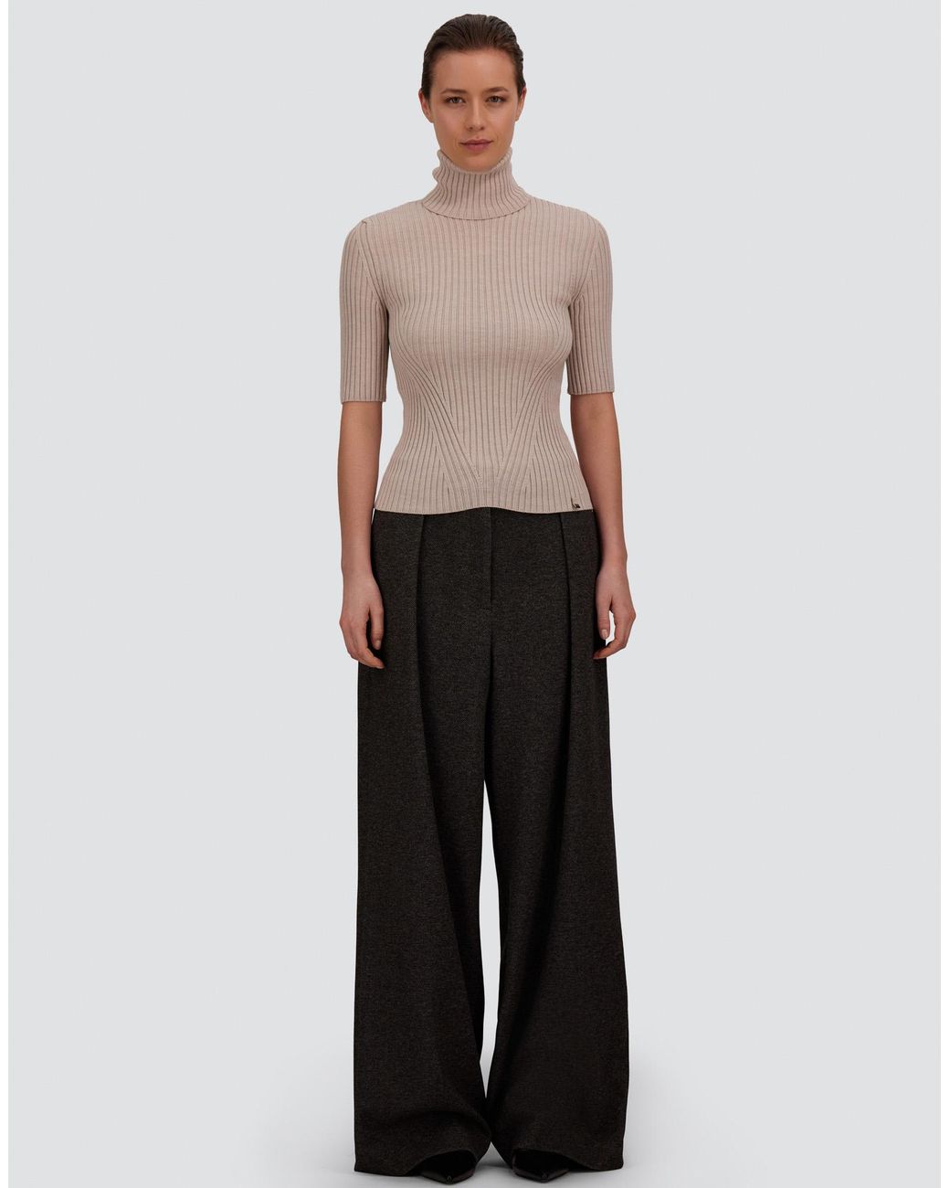Herno White Ribbed Wool Turtleneck