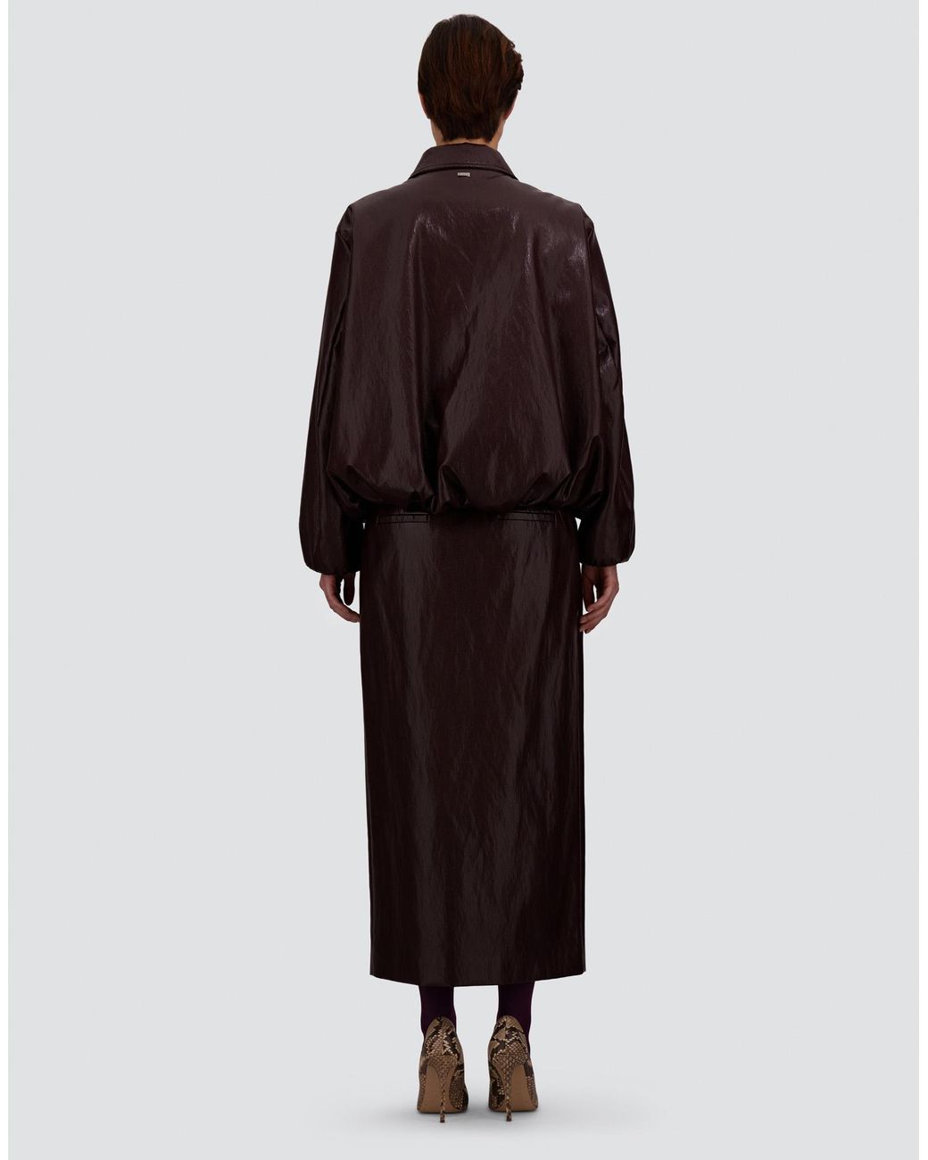 Herno Purple Leather-Effect Skirt