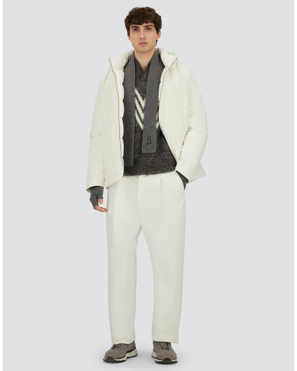 Herno White Cotton Feel Jacket for men