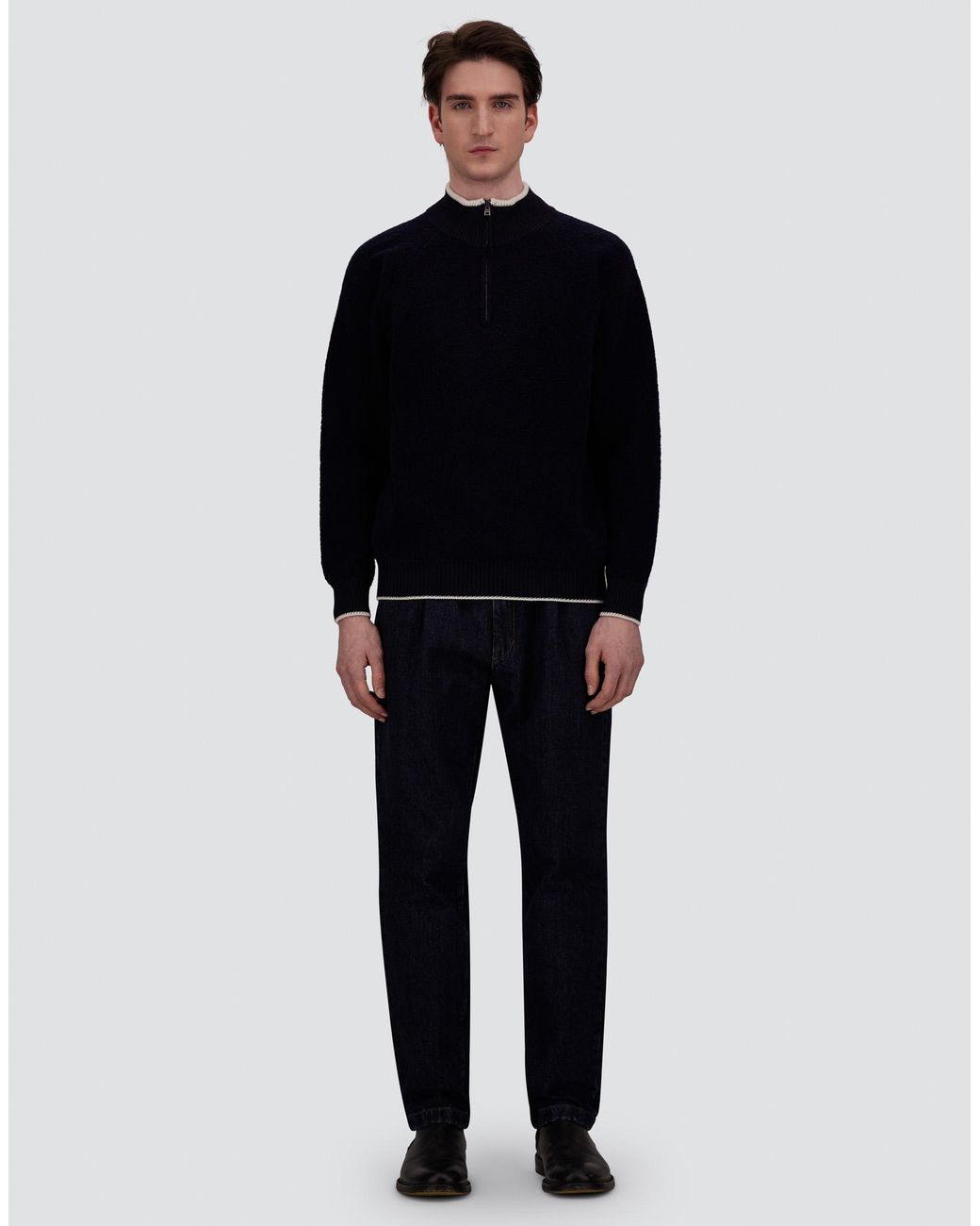 Herno Blue Cashmere And Wool Bouclé Jumper for men