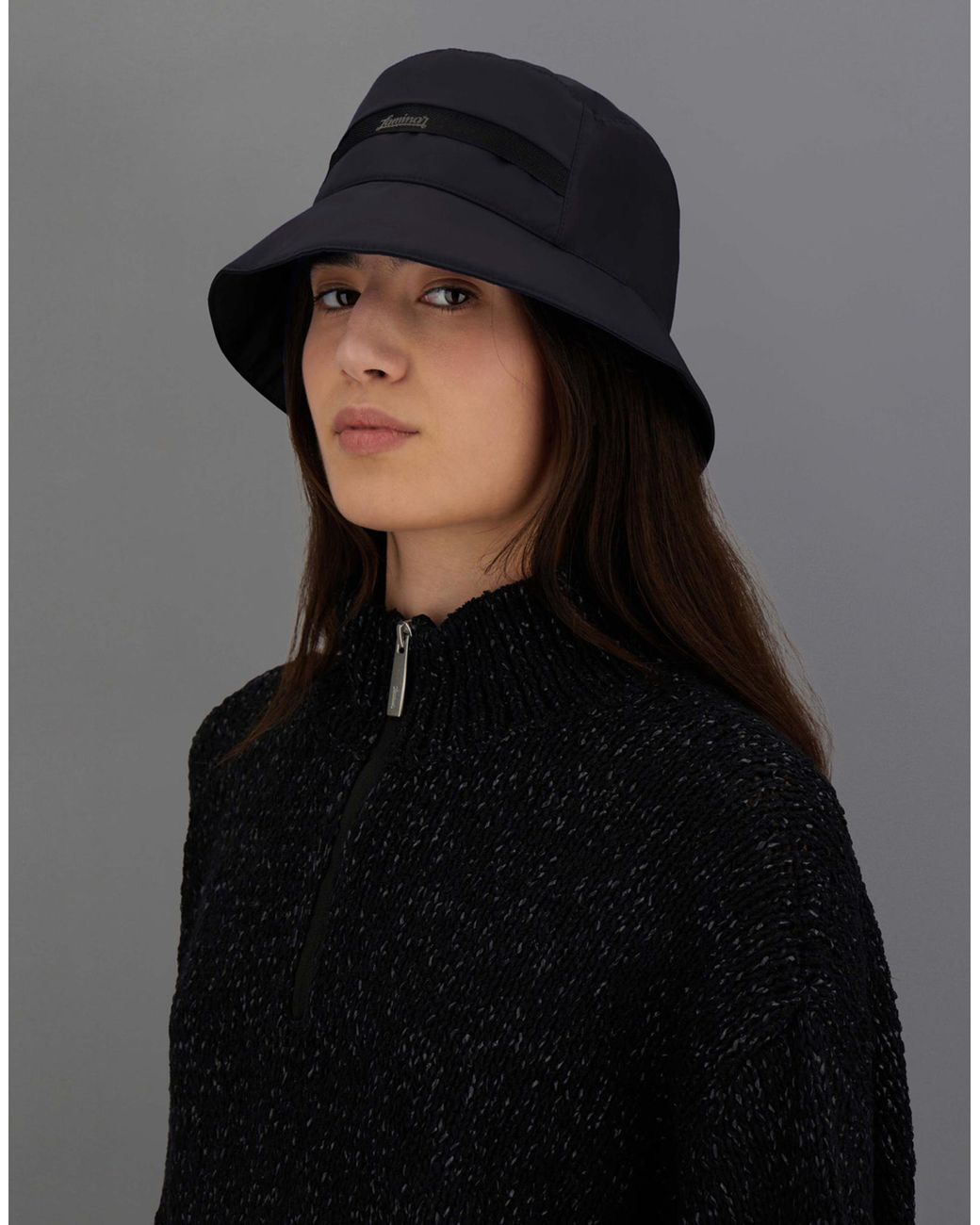 Herno Black Laminar Hat