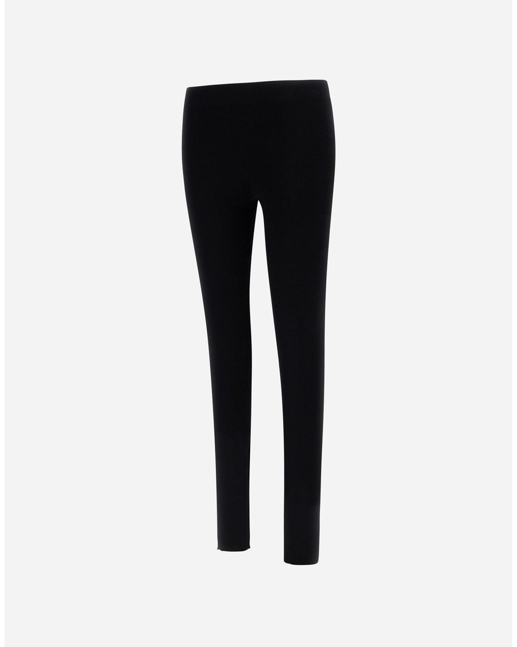 Herno Black Ribbed Wool Leggings