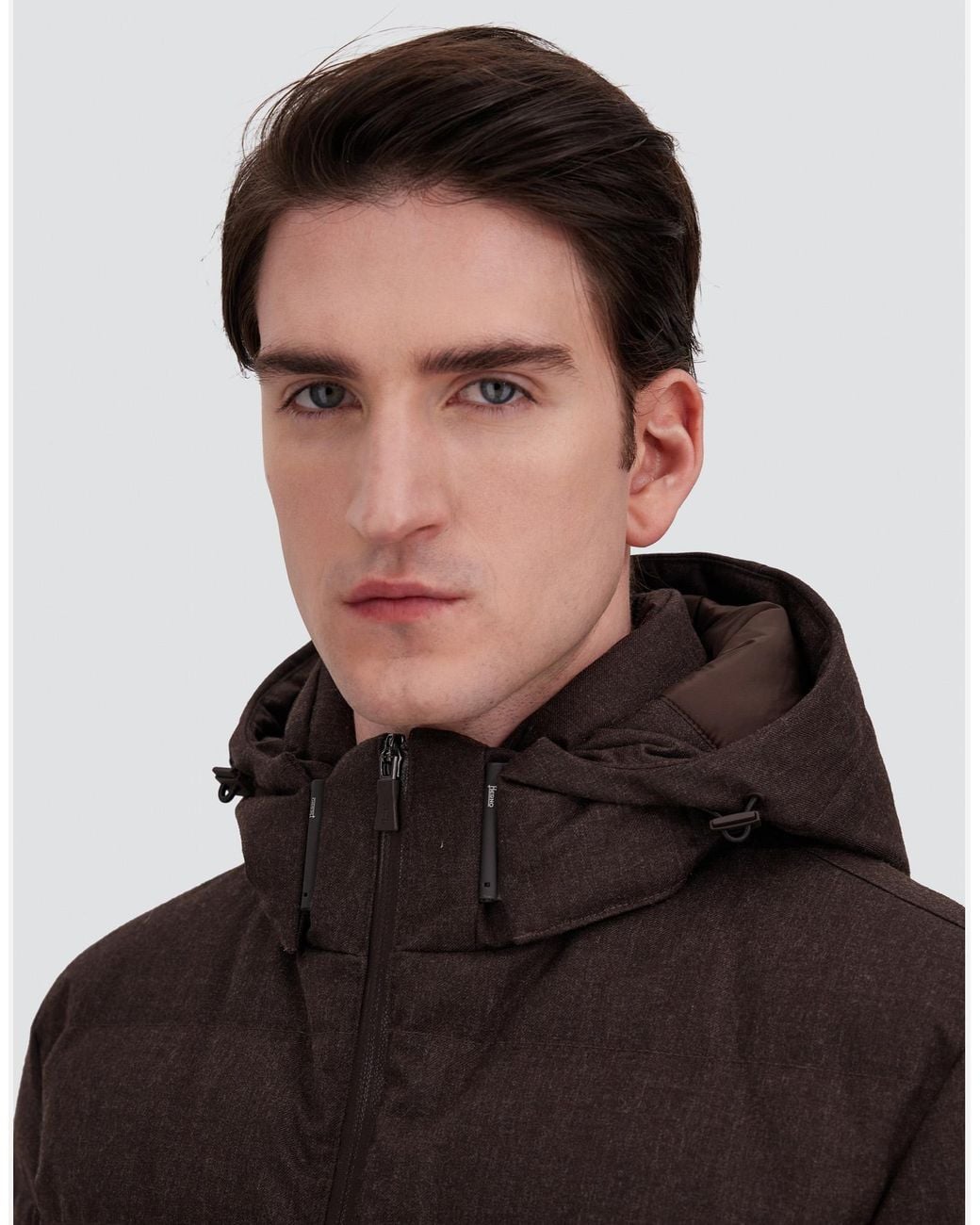 Herno Black Flannel Jacket With Water-Repellent Coating for men