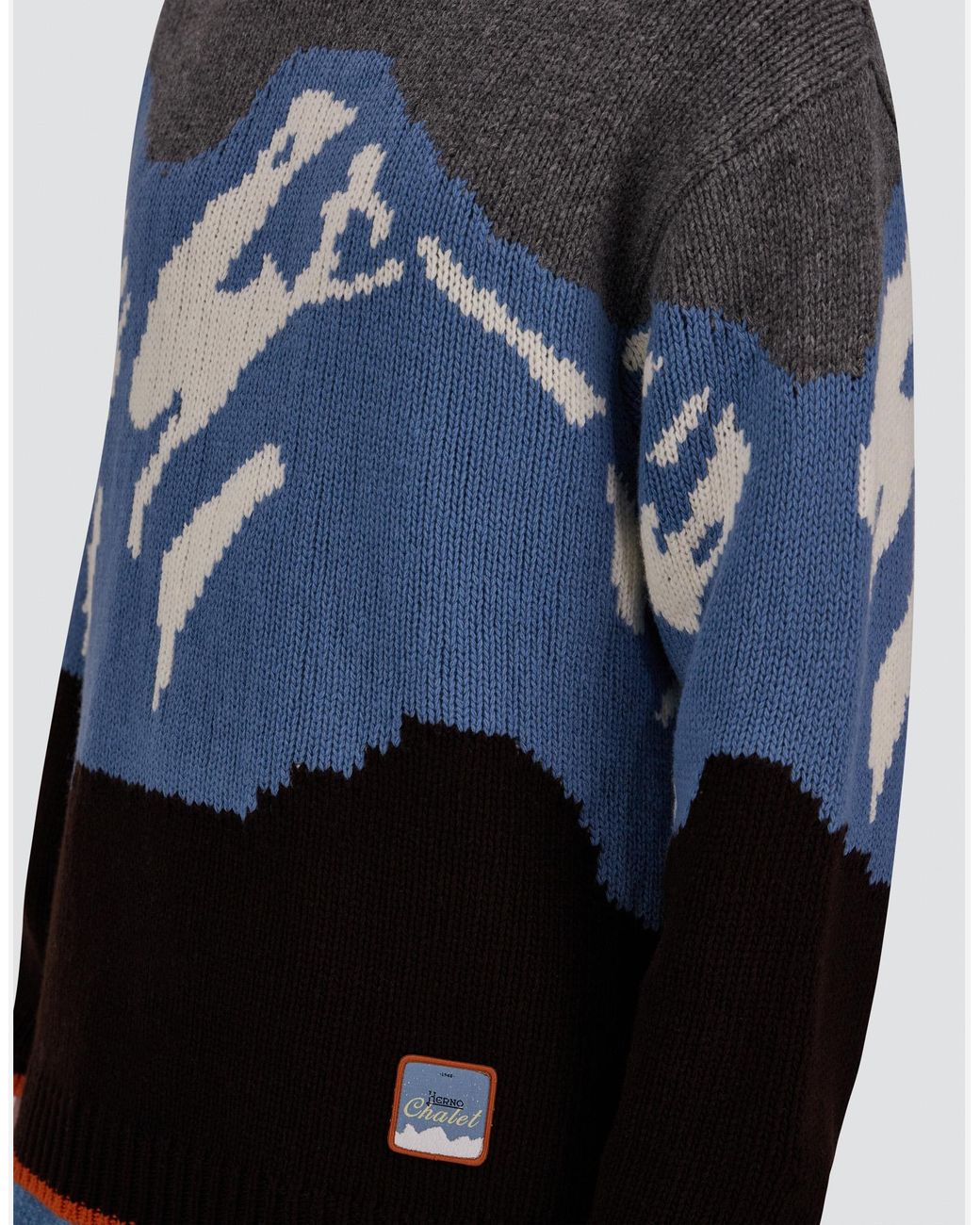 Herno Blue Wool Jacquard Roll-Neck Jumper With Graphic Motif for men