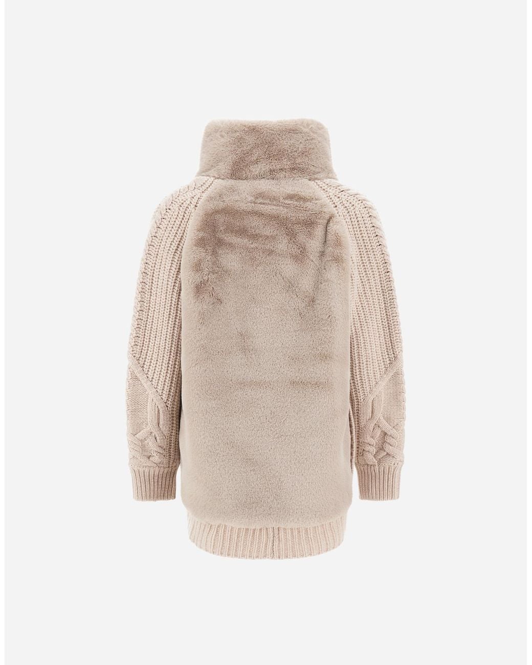 Herno Natural Wool Jacket With Raised Texture And Beaver-Effect Fur Feel