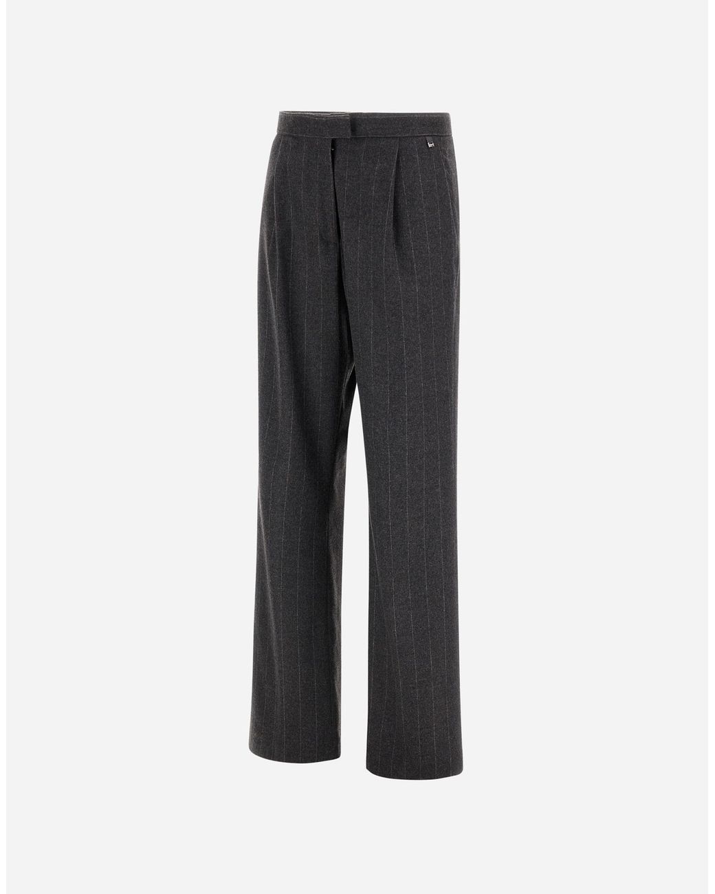 Herno Gray Pinstriped Stretch Wool Trousers