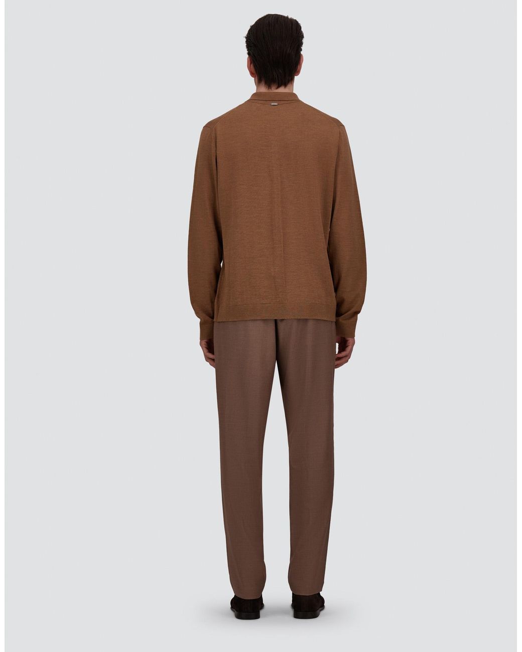 Herno Brown Merino Wool Cardigan for men