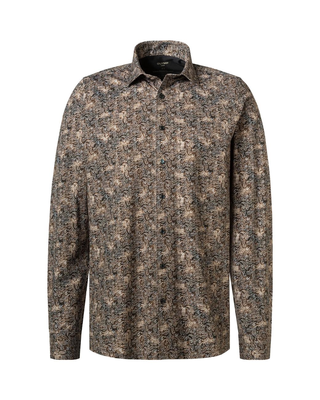 Olymp Herren Hemd Jersey Gemustert in Brown für Herren