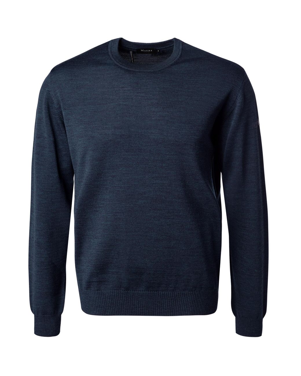 Maerz Herren Pullover Merinowolle Unifarben in Blue für Herren