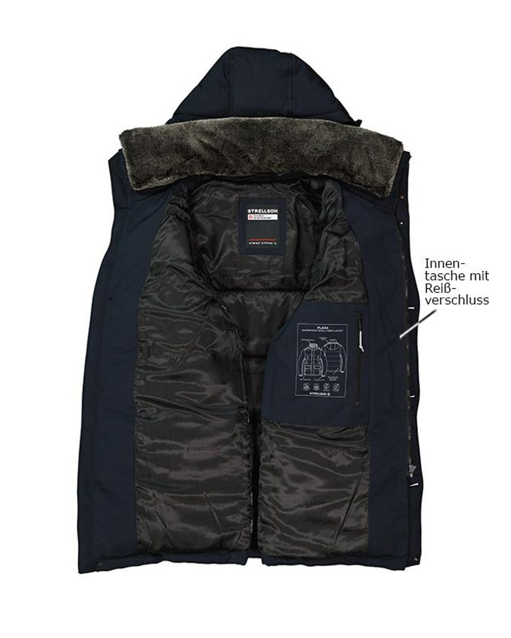 Strellson Herren Jacke Mikrofaser Unifarben in Black für Herren