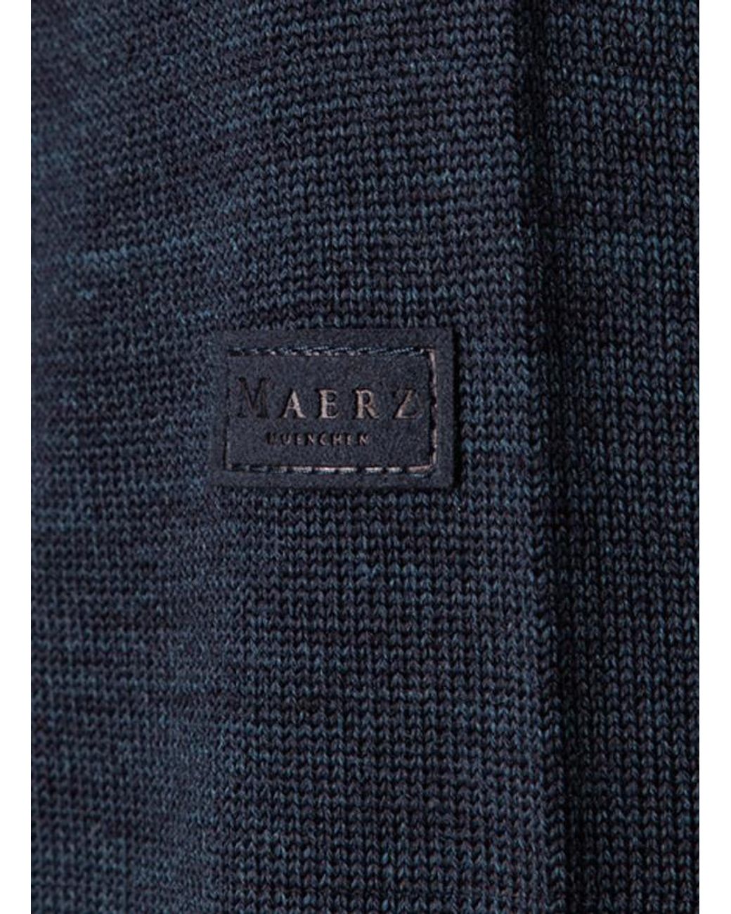 Maerz Herren Pullover Merinowolle Unifarben in Blue für Herren