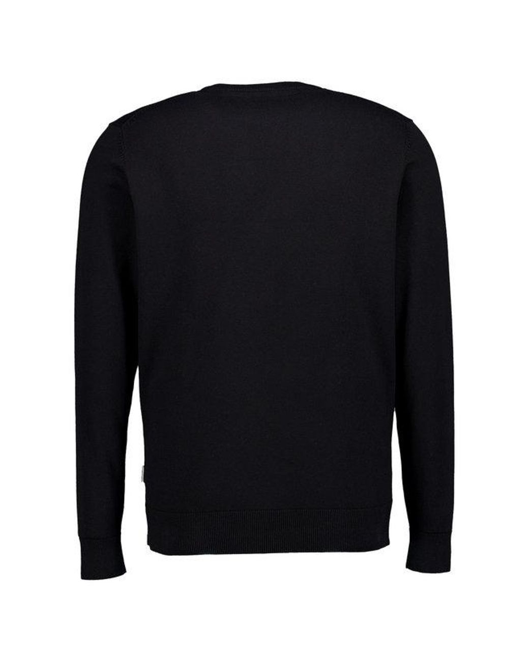 Bugatti Herren Pullover Baumwolle Unifarben in Black für Herren