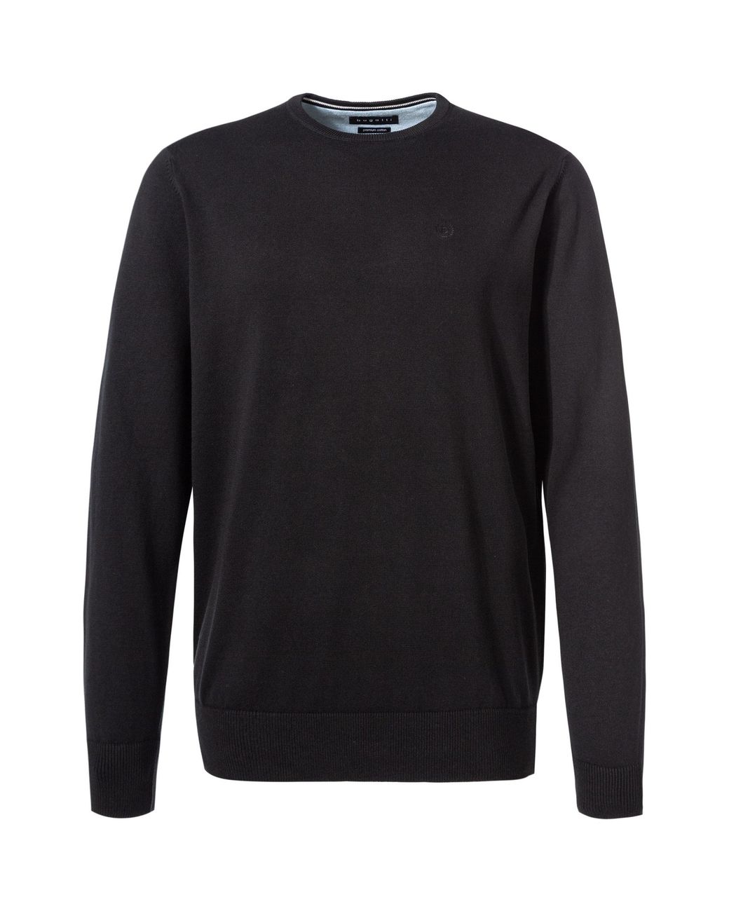 Bugatti Herren Pullover Baumwolle Unifarben in Black für Herren