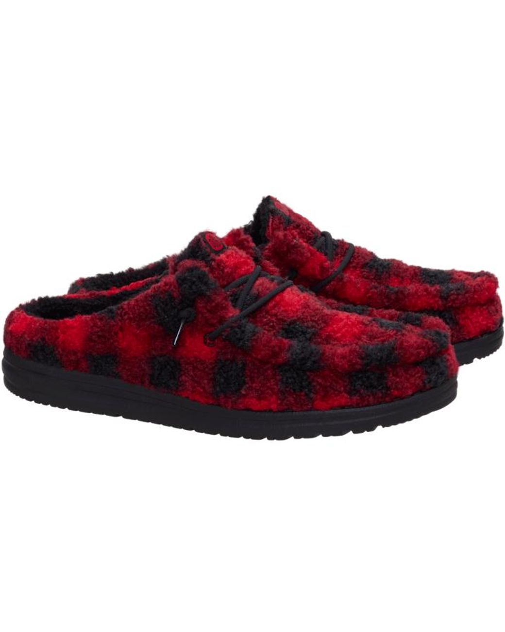 HeyDude Red Wally Slipper Buffalo Plaid for men