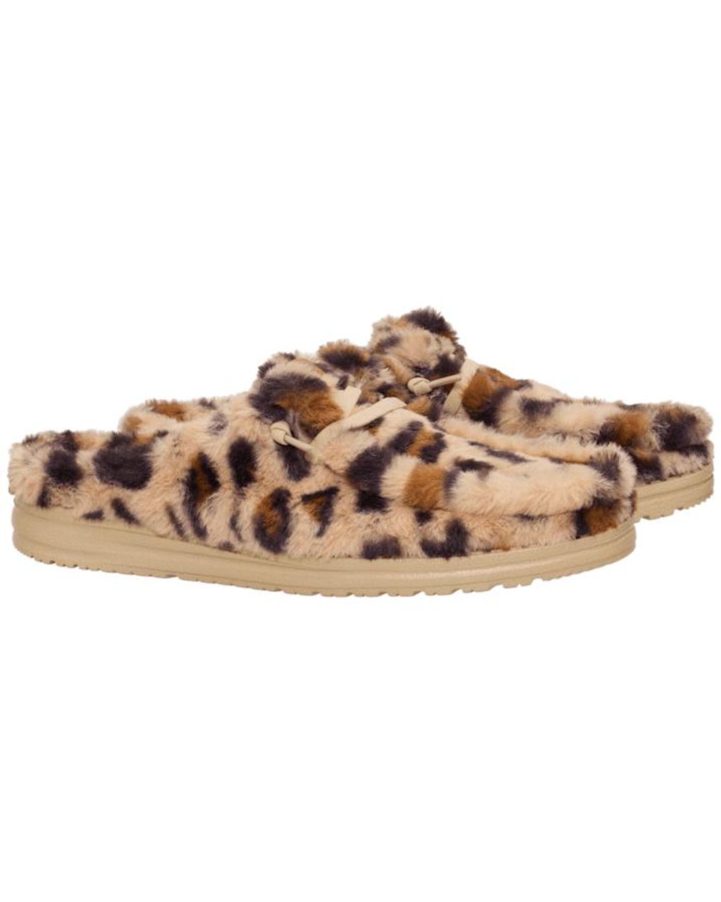 HeyDude Black Wendy Slipper Leo Fur