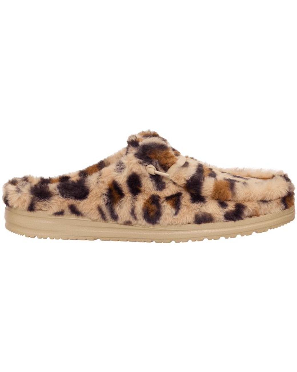 HeyDude Black Wendy Slipper Leo Fur