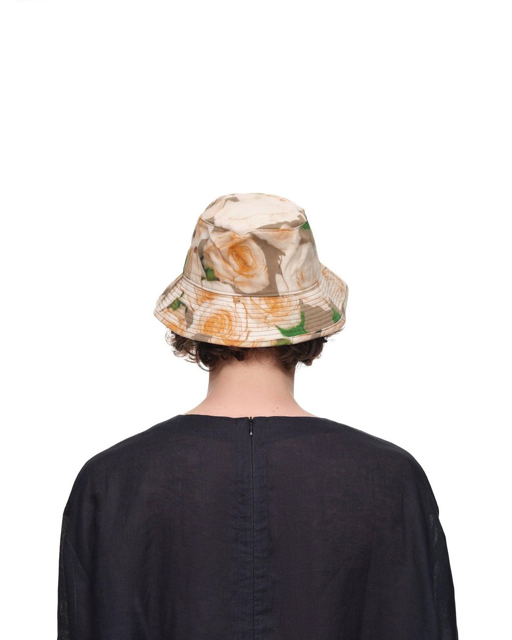 Rose Print Bucket Hat in Orange for Men 