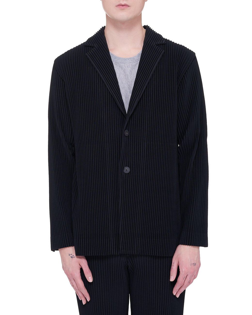 Homme Plissé Issey Miyake Synthetic Pleated Blazer in Black for Men - Lyst